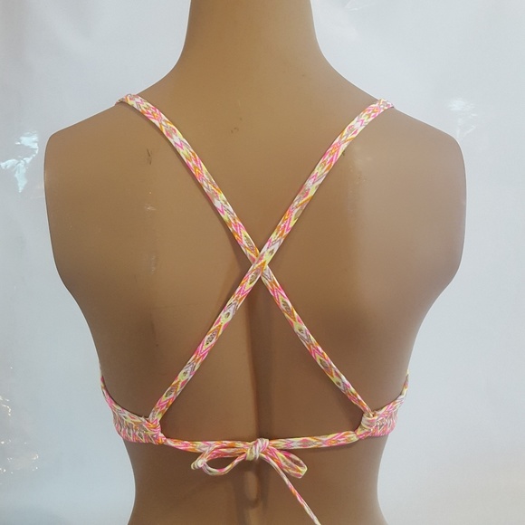 SHADE & SHORE Zigzag 36C Halter Swimsuit Bathing Swim Wear Multicolor Bikini Top - Picture 4 of 11